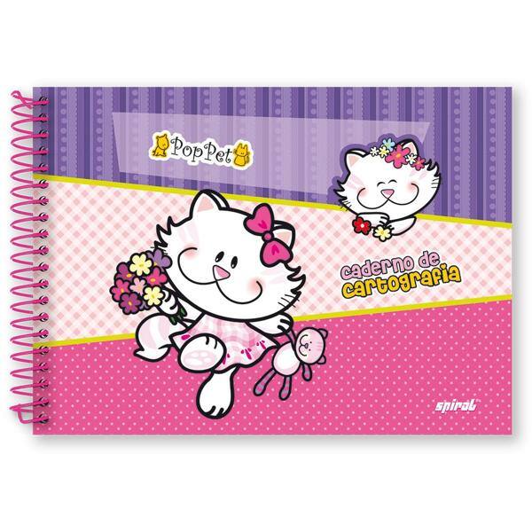 Caderno cartografia capa dura 48fl Pop Pet 01931 Spiral Pop PT 1 UN