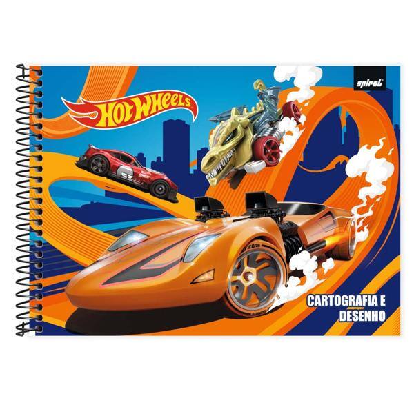 Caderno Cartografia e Desenho Capa Dura 48 Folhas, Hot Wheels, 2515558, Spiral Hw - PT 1 UN