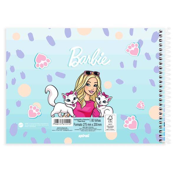 Caderno Cartografia e Desenho Capa Dura 80 Folhas Barbie Mattel Spiral - PT 1 UN