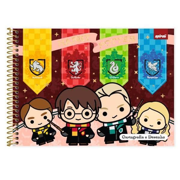 Caderno Cartografia e Desenho Capa Dura 80 Folhas, Harry Potter Charms, 2513288, Spiral Hpc- PT 1 UN