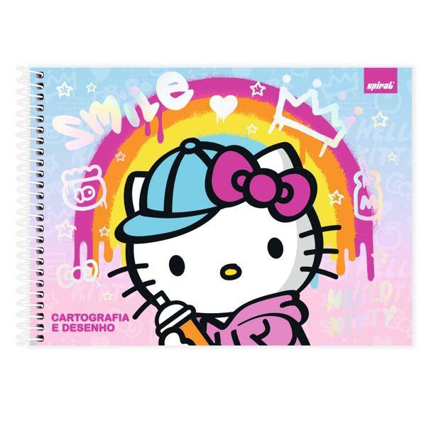 Caderno Cartografia e Desenho Capa Dura 80 Folhas, Hello Kitty, 2513738, Spiral Hki - PT 1 UN