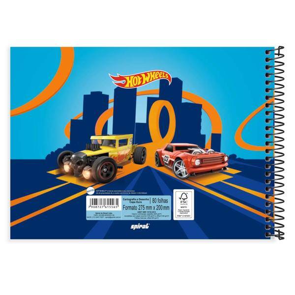 Caderno Cartografia e Desenho Capa Dura 80 Folhas, Hot Wheels, 2515565, Spiral Hw - PT 1 UN