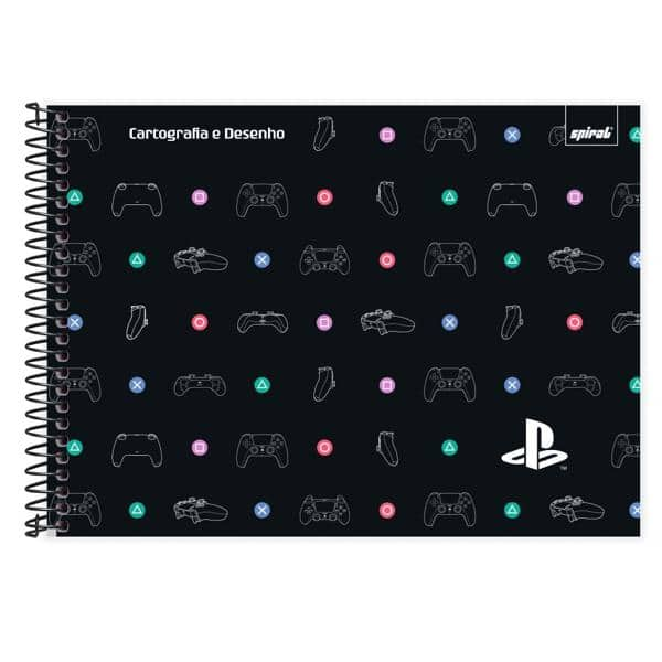 Caderno Cartografia e Desenho Capa Dura 80 Folhas, Playstation, 2513172, Spiral Ps - PT 1 UN