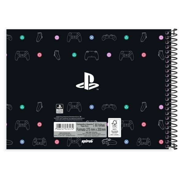 Caderno Cartografia e Desenho Capa Dura 80 Folhas, Playstation, 2513172, Spiral Ps - PT 1 UN