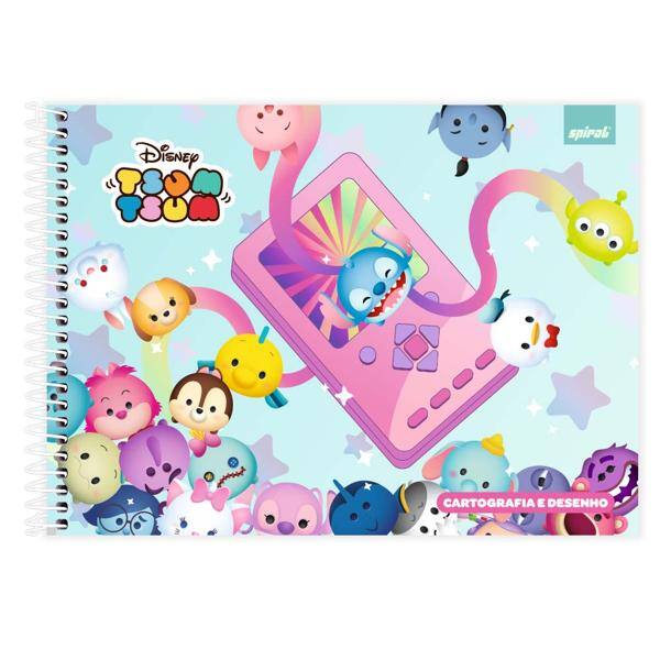 Caderno Cartografia e Desenho Capa Dura 80 Folhas, Tsum Tsum, 2525137, Spiral Tsum - PT 1 UN