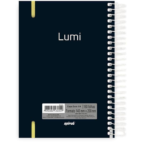 Caderno 1/4 Capa Polipropileno Espiral 160 Folhas Lumi Amarelo Spiral - PT 1 UN