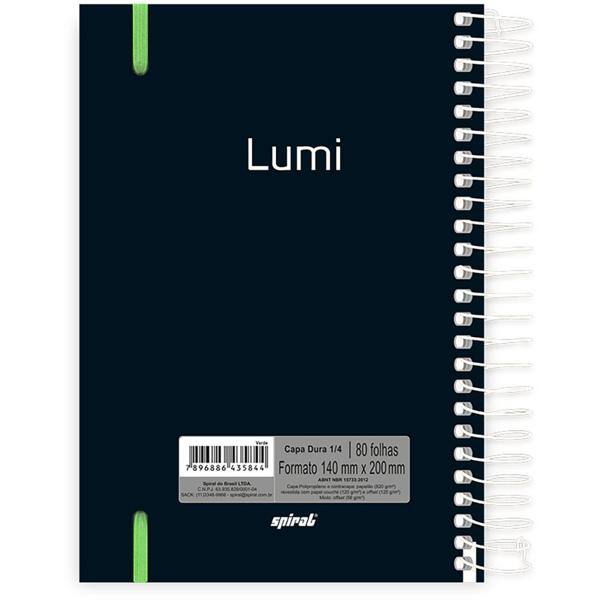 Caderno 1/4 Capa Polipropileno Espiral 160 Folhas Lumi Verde Spiral - PT 1 UN