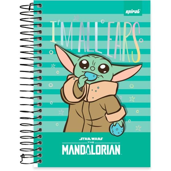 Caderno 1/4 Capa Dura Espiral 80 Folhas The Mandalorian - Star Wars Spiral - PT 1 UN