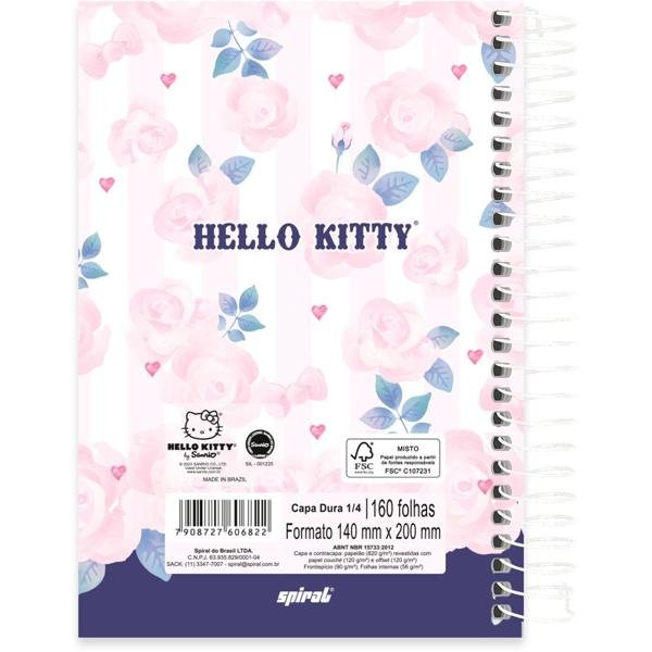 Caderno 1/4 Capa Dura Espiral 160 Folhas Hello Kitty Spiral - PT 1 UN