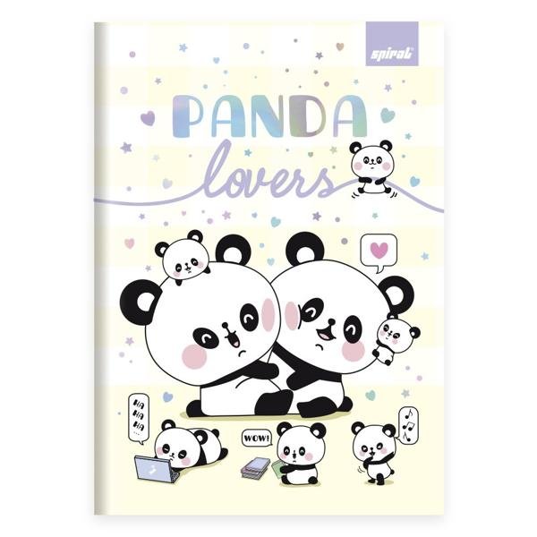 Caderno 1/4 Capa Dura Brochura Costurado 80 Folhas, Tendency Panda Spiral - PT 1 UN