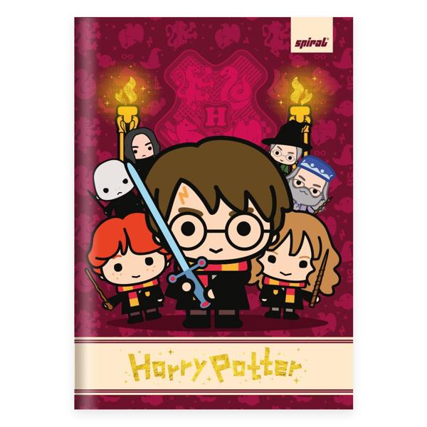 Caderno 1/4 Capa Dura Brochura Costurado 80 Folhas, Warner Harry Potter Charms Spiral - PT 1 UN