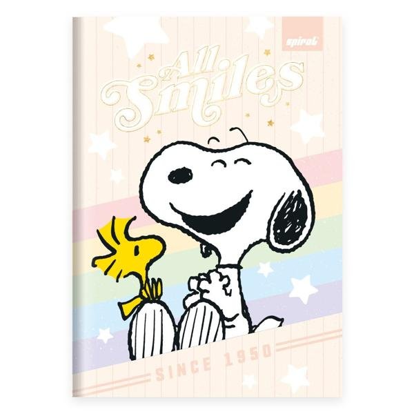 Caderno 1/4 Capa Dura Brochura Costurado 80 Folhas, Snoopy - Peanuts Spiral - PT 1 UN