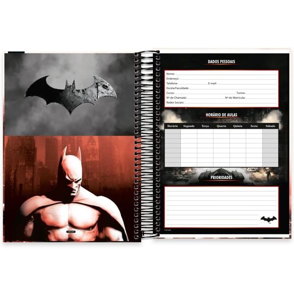 Caderno Universitário Capa Dura 15X1 240 Folhas Warner Batman Arkham City Spiral - PT 1 UN