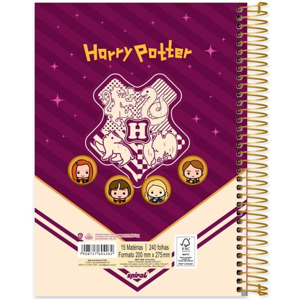 Caderno Universitário Capa Dura 15X1 240 Folhas Warner Harry Potter Charms Spiral - PT 1 UN