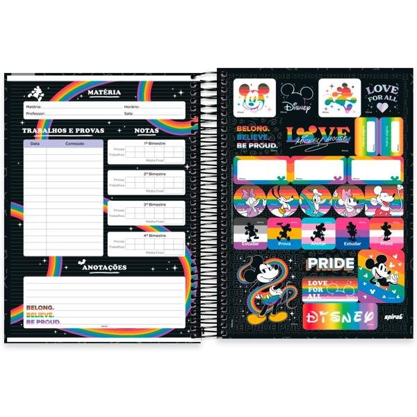 Caderno Universitário Capa Dura 15X1 240 Folhas Disney Mickey Pride Spiral - PT 1 UN