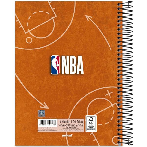 Caderno Universitário Capa Dura 15X1 240 Folhas NBA Spiral - PT 1 UN