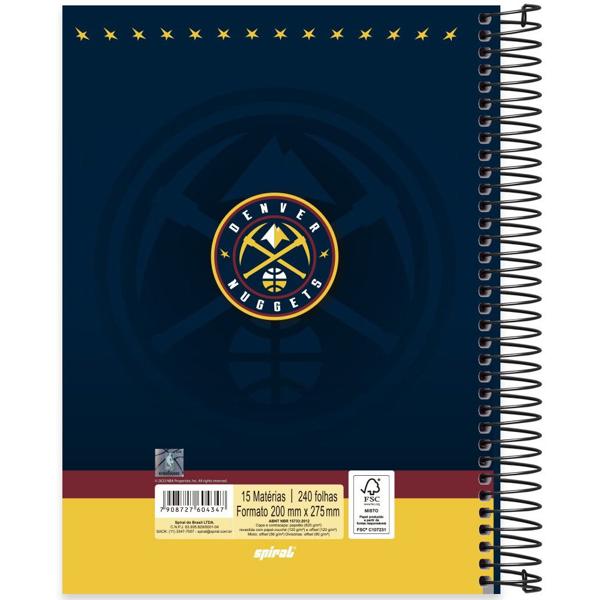 Caderno Universitário Capa Dura 15X1 240 Folhas NBA Denver Nuggets Spiral - PT 1 UN