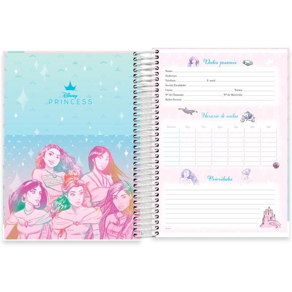 Caderno Universitário Capa Dura 15X1 240 Folhas Disney Princesas Ariel Spiral - PT 1 UN