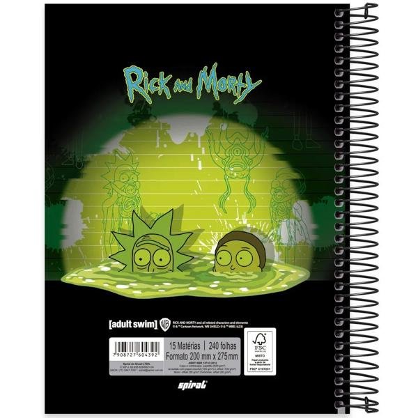 Caderno Universitário Capa Dura 15X1 240 Folhas Warner Rick e Morty Spiral - PT 1 UN