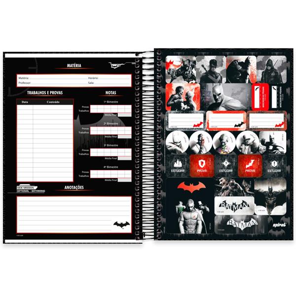 Caderno Universitário Capa Dura 20X1 320 Folhas Warner Batman Arkham City Spiral - PT 1 UN