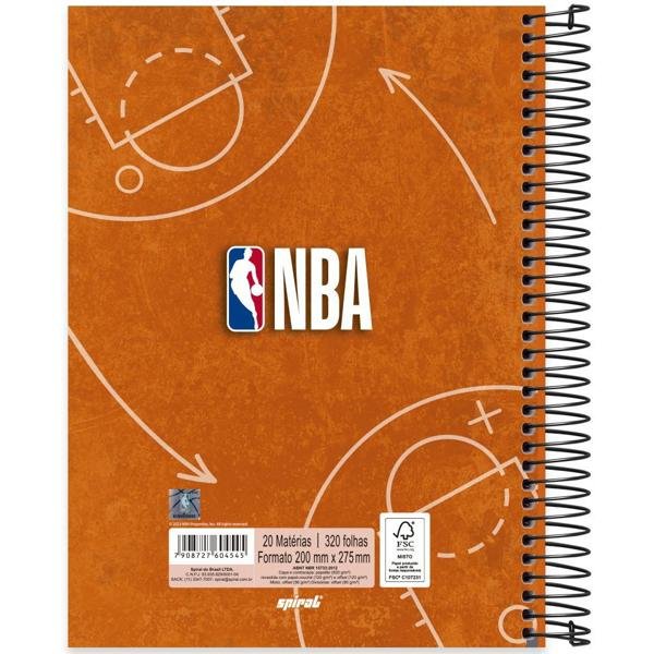 Caderno Universitário Capa Dura 20X1 320 Folhas NBA Spiral - PT 1 UN