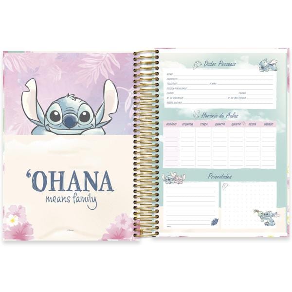 Caderno Universitário Capa Dura 20X1 320 Folhas Disney Stitch Spiral - PT 1 UN