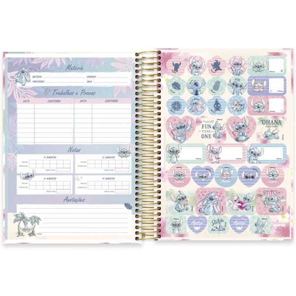 Caderno Universitário Capa Dura 20X1 320 Folhas Disney Stitch Spiral - PT 1 UN