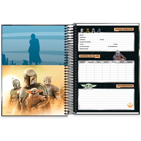 Caderno Universitário Capa Dura 20X1 320 Folhas The Mandalorian - Star Wars Spiral - PT 1 UN