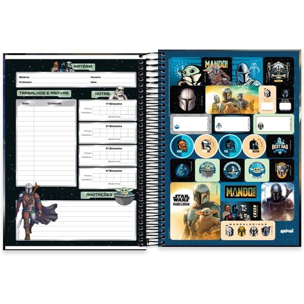 Caderno Universitário Capa Dura 20X1 320 Folhas The Mandalorian - Star Wars Spiral - PT 1 UN