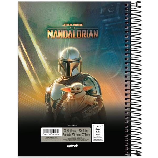 Caderno Universitário Capa Dura 20X1 320 Folhas The Mandalorian - Star Wars Spiral - PT 1 UN