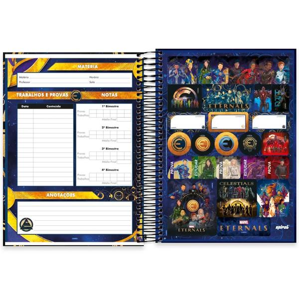 Caderno universitário capa dura 15x1 240 folhas, Marvel Eternos, Spiral, 2266589 - PT 1 UN