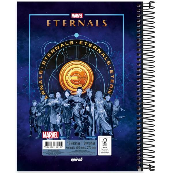 Caderno universitário capa dura 15x1 240 folhas, Marvel Eternos, Spiral, 2266589 - PT 1 UN