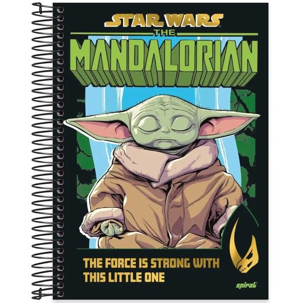 Caderno universitário capa dura 20x1 320 folhas, Star Wars The Mandalorian Baby Yoda, Spiral, 2266633 - PT 1 UN