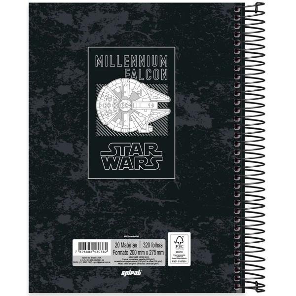 Caderno universitário capa dura 20x1 320 folhas, Star Wars, Spiral, 2230382 - PT 1 UN