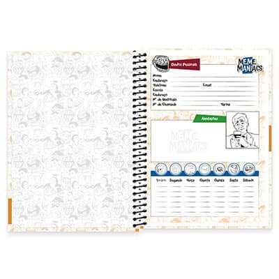 Caderno Universitário Capa Dura 1x1 96 fls Meme Maniacs 19157 Spiral Mm PT 1 UN