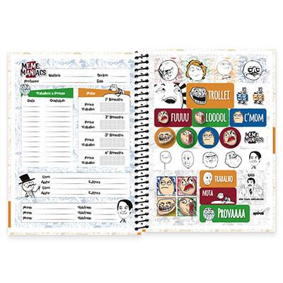 Caderno Universitário Capa Dura 1x1 96 fls Meme Maniacs 19157 Spiral Mm PT 1 UN