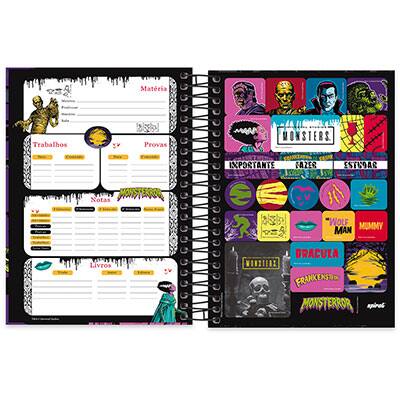 Caderno Universitário Capa Dura 20x1 400 fls Monsters 19952 Spiral Mon PT 1 UN