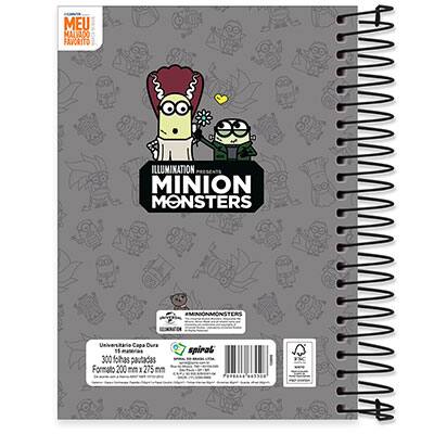 Caderno Universitário Capa Dura 15x1 300 fls Minions 19942 Spiral Mim PT 1 UN