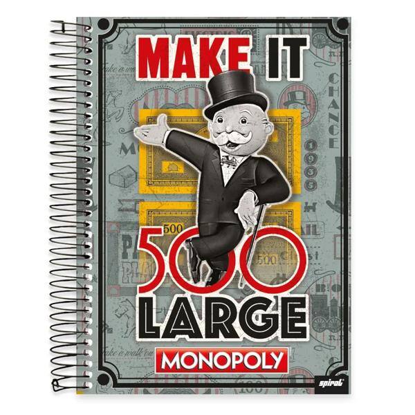 Caderno Universitário Capa Dura 10x1 200fl Monopoly 19477 Spiral Mnp PT 1 UN