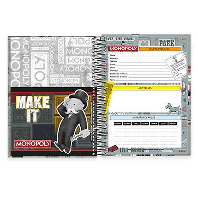Caderno Universitário Capa Dura 10x1 200fl Monopoly 19477 Spiral Mnp PT 1 UN