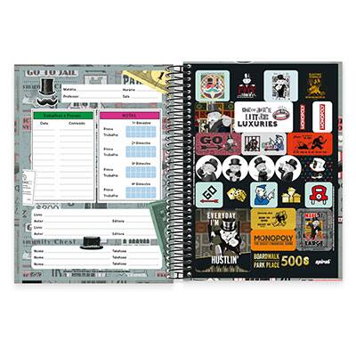 Caderno Universitário Capa Dura 10x1 200fl Monopoly 19477 Spiral Mnp PT 1 UN