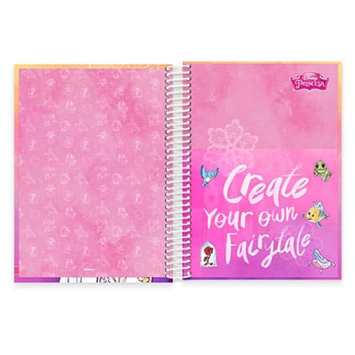 Caderno Universitário Capa Dura 10x1 200fl Princesas Disney 19495 Spiral Pn PT 1 UN