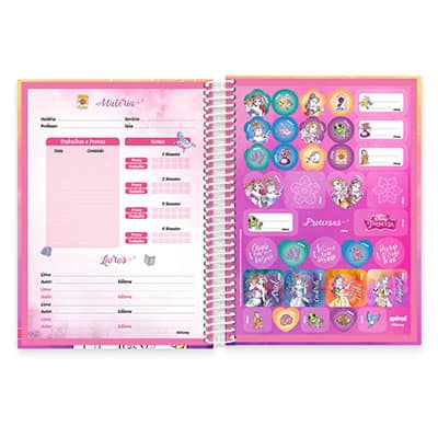 Caderno Universitário Capa Dura 10x1 200fl Princesas Disney 19495 Spiral Pn PT 1 UN