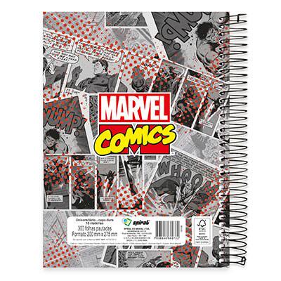 Caderno Universitário Capa Dura 15x1 300 fls Marvel 19551 Spiral Mv PT 1 UN