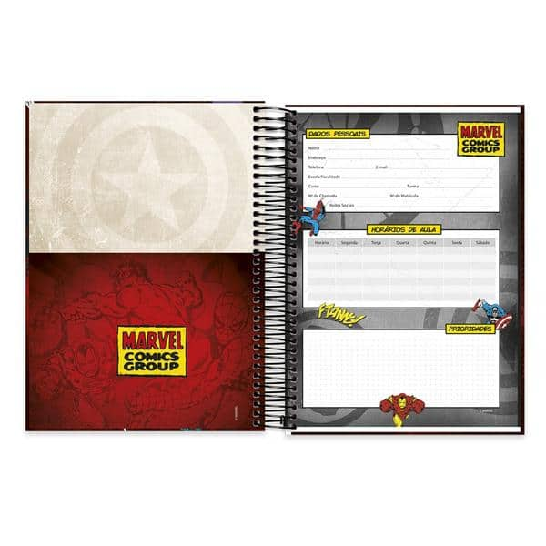 Caderno univ.capa dura 15x1 300fls Homem Aranha Spiderman Marvel 20590 Spiral Mv PT 1 UN