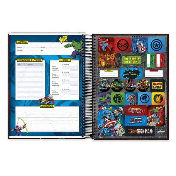 Caderno univ.capa dura 15x1 300fls Homem Aranha Spiderman Marvel 20590 Spiral Mv PT 1 UN