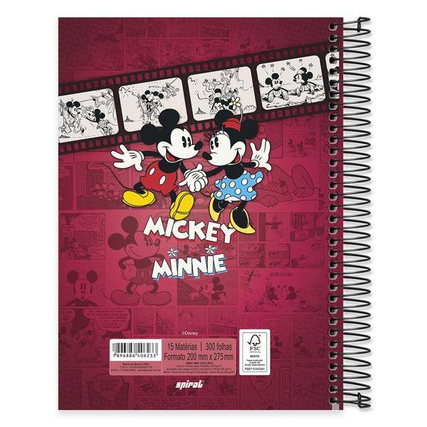 Caderno univ.capa dura 15x1 300fls Mickey&Minnie 20563 Spiral Dm PT 1 UN