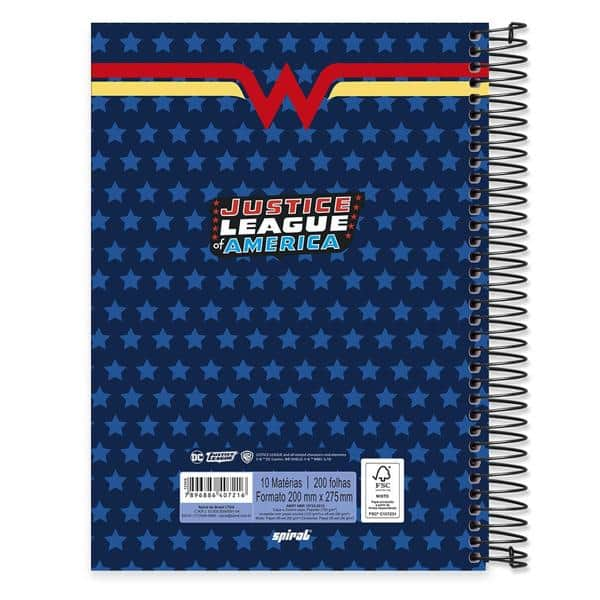 Caderno Universitário Capa Dura 10x1 200fl Mulher Maravilha 20495 Spiral Lig PT 1 UN