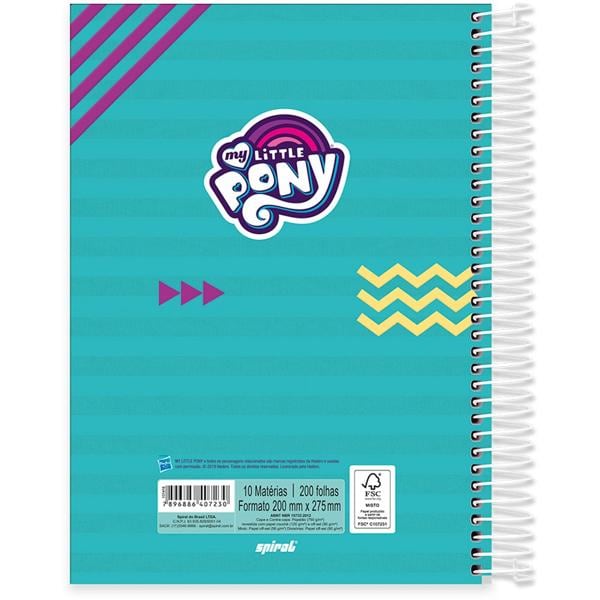 Caderno Universitário Capa Dura 10x1 200fl Little Pony 20497 Spiral Ltp PT 1 UN