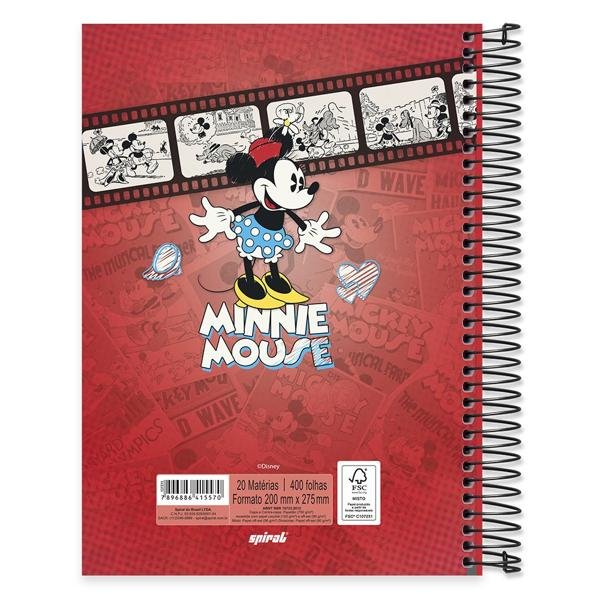 Caderno Universitário capa dura 20x1 400fl Mickey&minnie 20643 Spiral Dm PT 1 UN